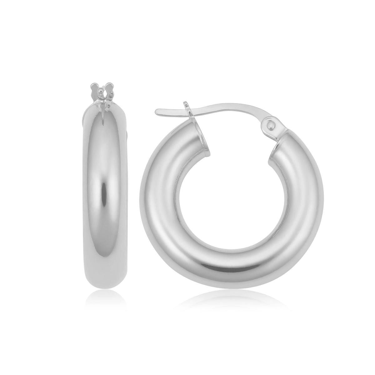 14K Italian Gold Round Polished Hoop Earrings