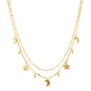 Toscana Italiana 18K Gold Plated Celestial Charm Double Row Necklace
