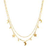 Toscana Italiana 18K Gold Plated Celestial Charm Double Row Necklace