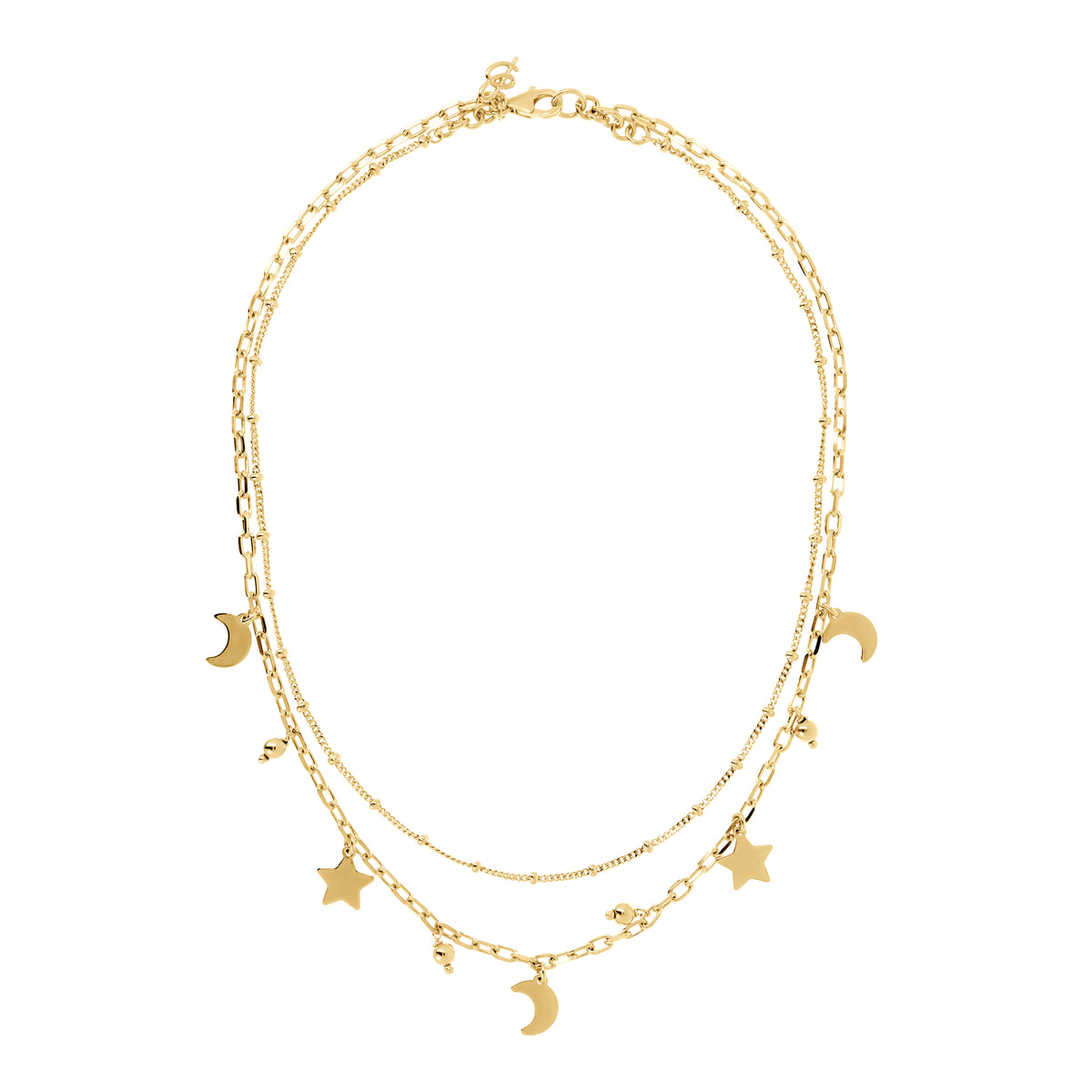 Toscana Italiana 18K Gold Plated Celestial Charm Double Row Necklace