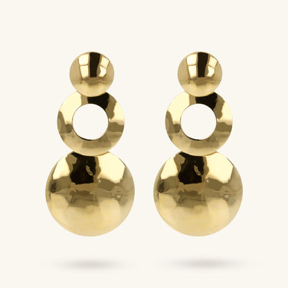 Toscana Italiana 18K Gold Plated Hammered Three-Tier Drop Earrings