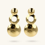 Toscana Italiana 18K Gold Plated Hammered Three-Tier Drop Earrings