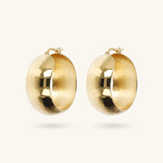 Toscana Italiana 18K Gold Plated Hammered Wide Domed Hoop Earrings