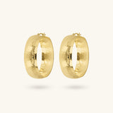 Toscana Italiana 18K Gold Plated Hammered Sparkle Domed Hoop Earrings