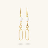 Toscana Italiana 18K Gold Plated White Agate & Oval Link Dangle Earrings