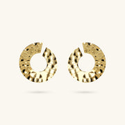 Toscana Italiana 18K Gold Plated Hammered Forward Facing Hoop Earrings