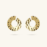 Toscana Italiana 18K Gold Plated Hammered Forward Facing Hoop Earrings