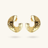 Toscana Italiana 18K Gold Plated Hammered Abstract Forward Facing Hoop Earrings