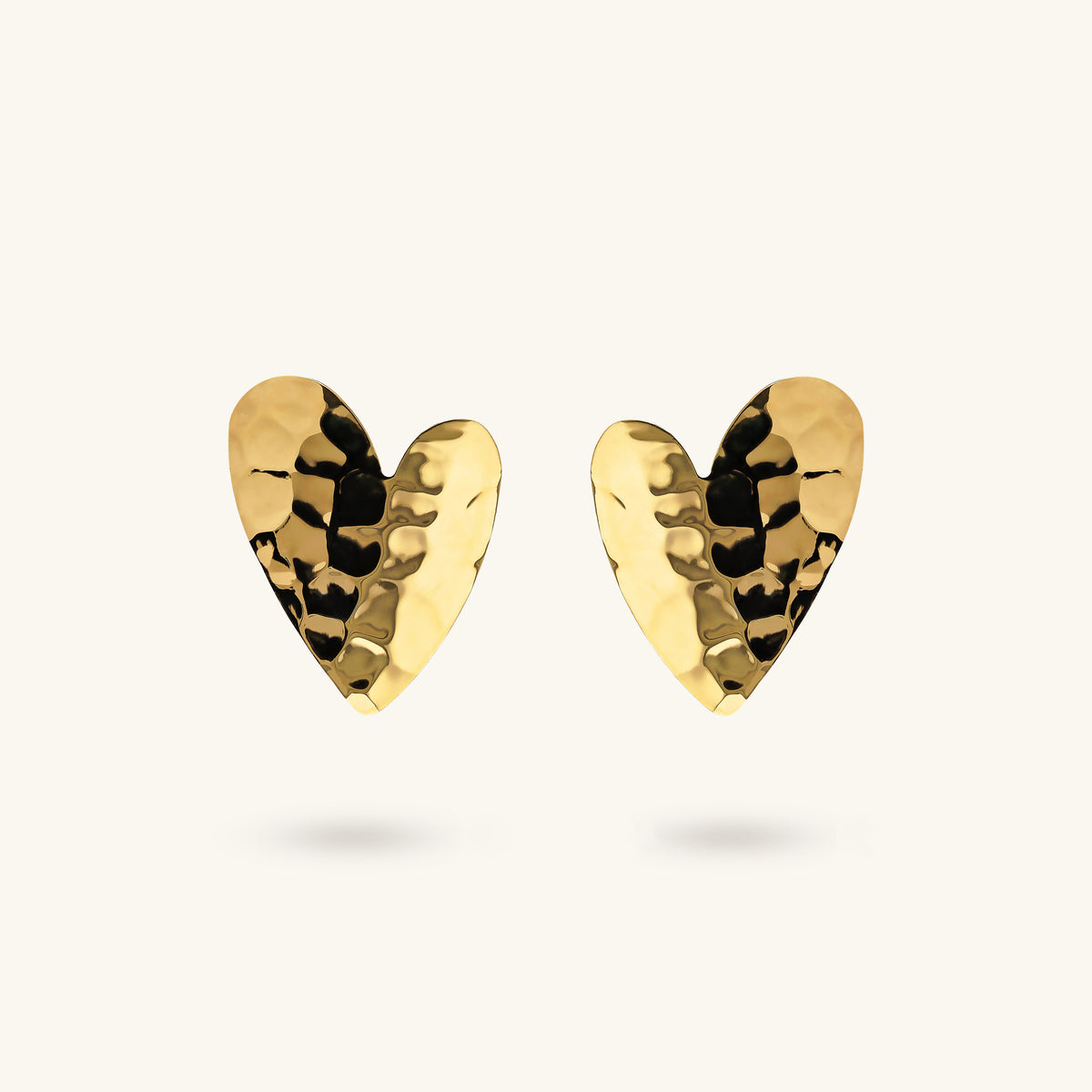 Toscana Italiana 18K Gold Plated Hammered Heart Shaped Stud Earrings