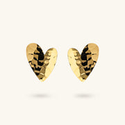 Toscana Italiana 18K Gold Plated Hammered Heart Shaped Stud Earrings