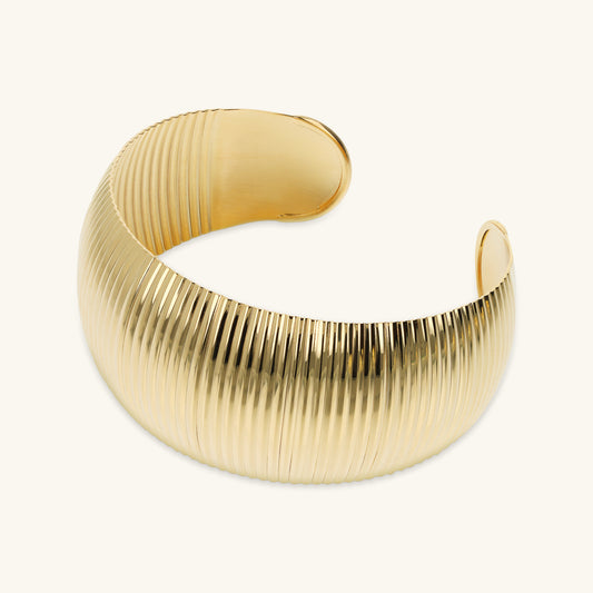 Toscana Italiana 18K Gold Plated Tubogas Textured Cuff Bracelet