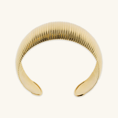 Toscana Italiana 18K Gold Plated Tubogas Textured Cuff Bracelet