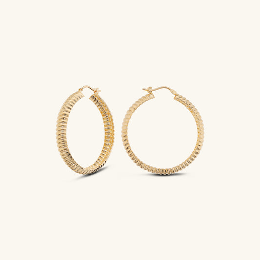 Toscana Italiana 18K Gold Plated Textured Wrapped Round Hoop Earrings