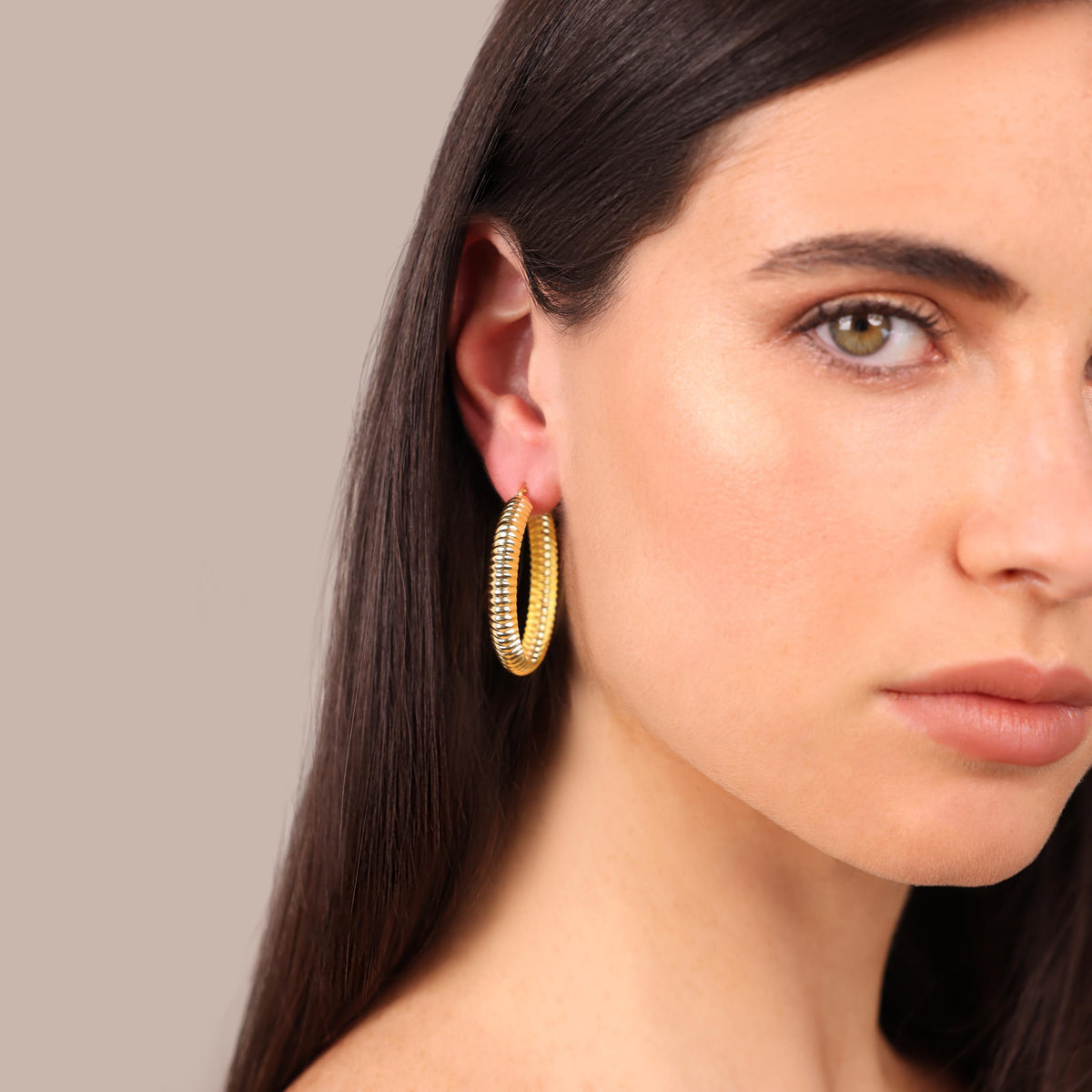 Toscana Italiana 18K Gold Plated Textured Wrapped Round Hoop Earrings