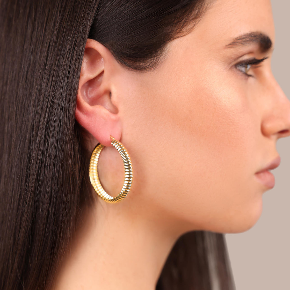 Toscana Italiana 18K Gold Plated Textured Wrapped Round Hoop Earrings