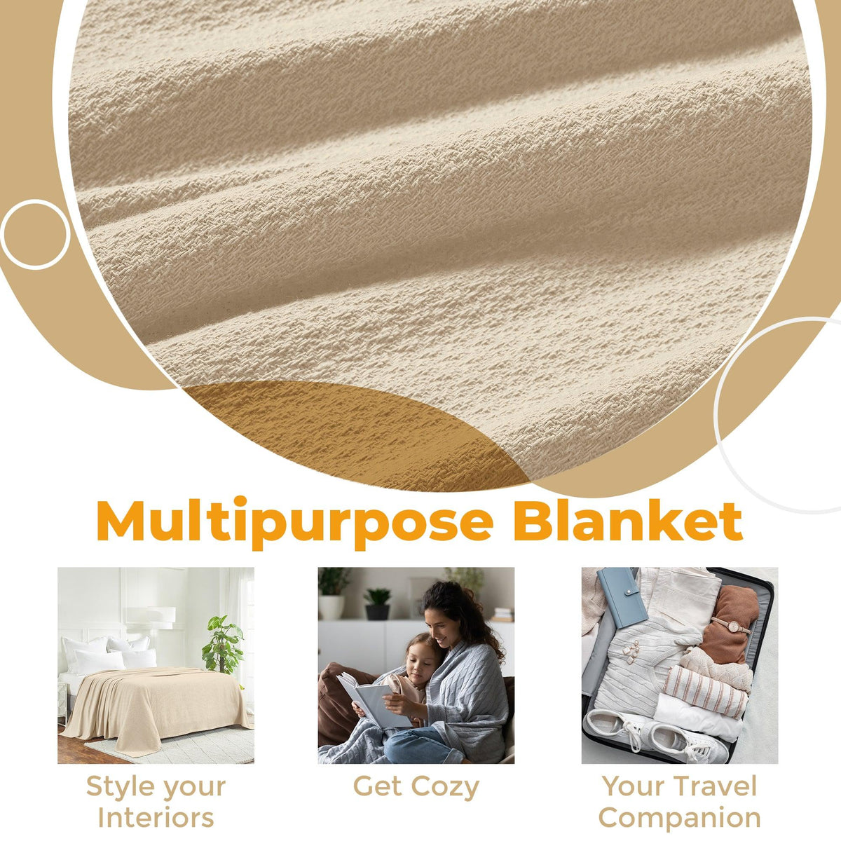 Superior Waffle 100% Cotton Lightweight Blanket