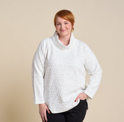Christopher & Banks Relaxed Restyled Knit Jacquard Cowl Neck Top