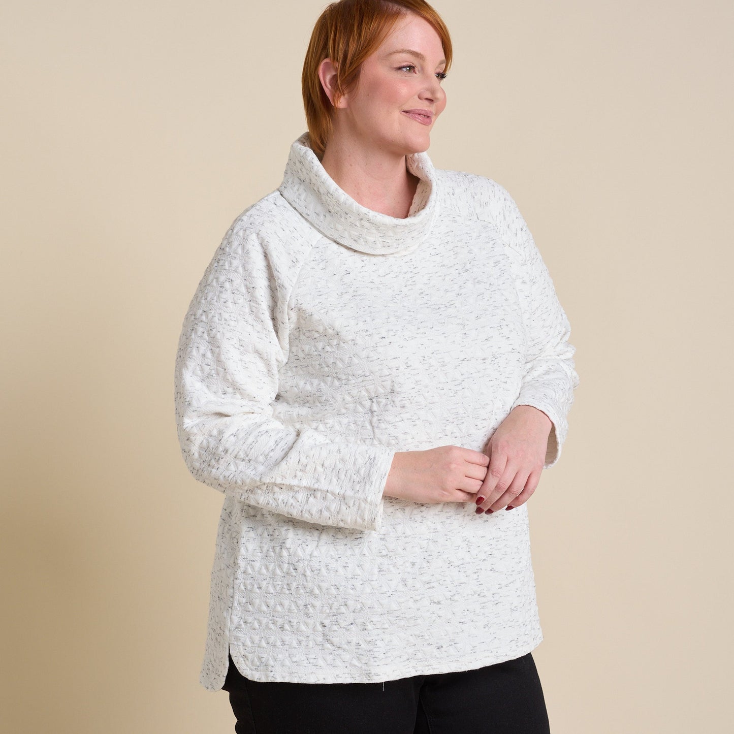 Christopher & Banks Relaxed Restyled Knit Jacquard Cowl Neck Top