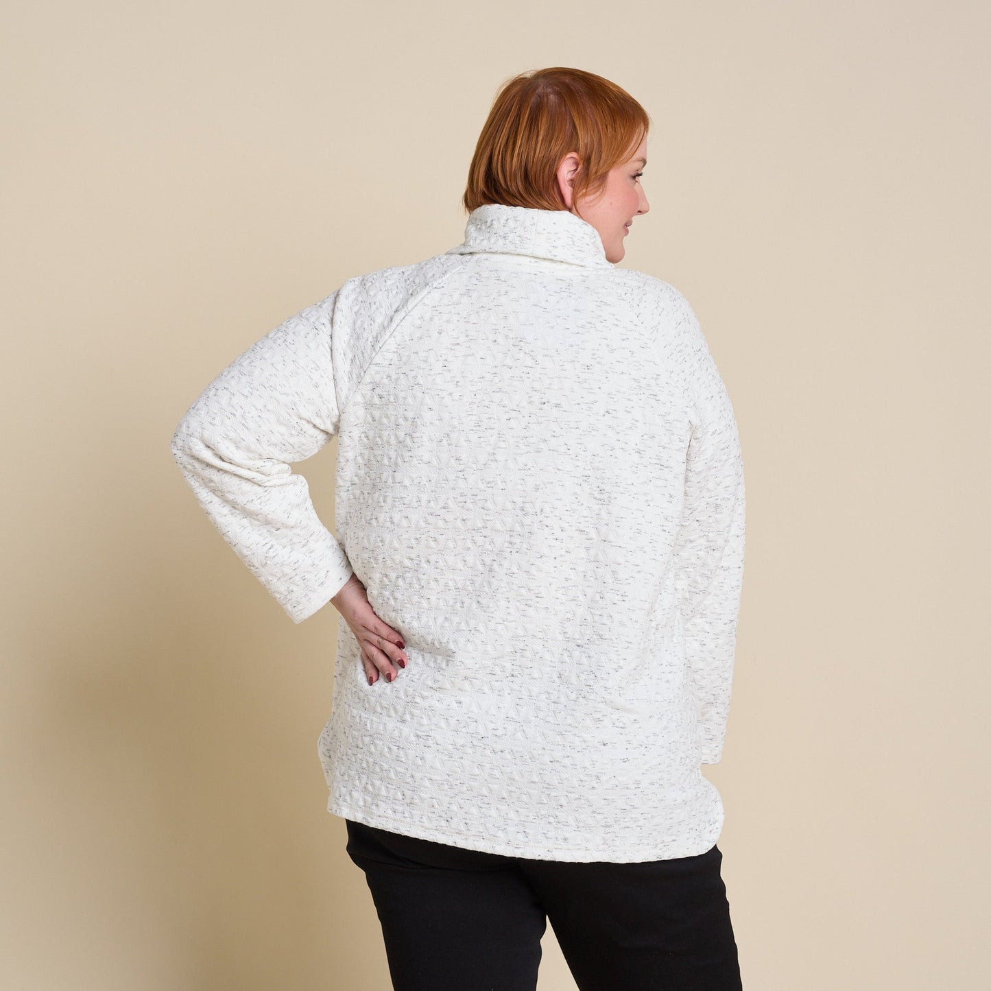 Christopher & Banks Relaxed Restyled Knit Jacquard Cowl Neck Top