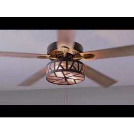 Tiffany-Style Lighting 52" Halston Indoor Glass Oil Rubbed Bronze Ceiling Fan