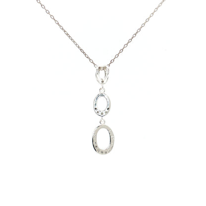 Sterling Silver 0.10ctw Diamond Graduated Oval Drop Pendant with Chain