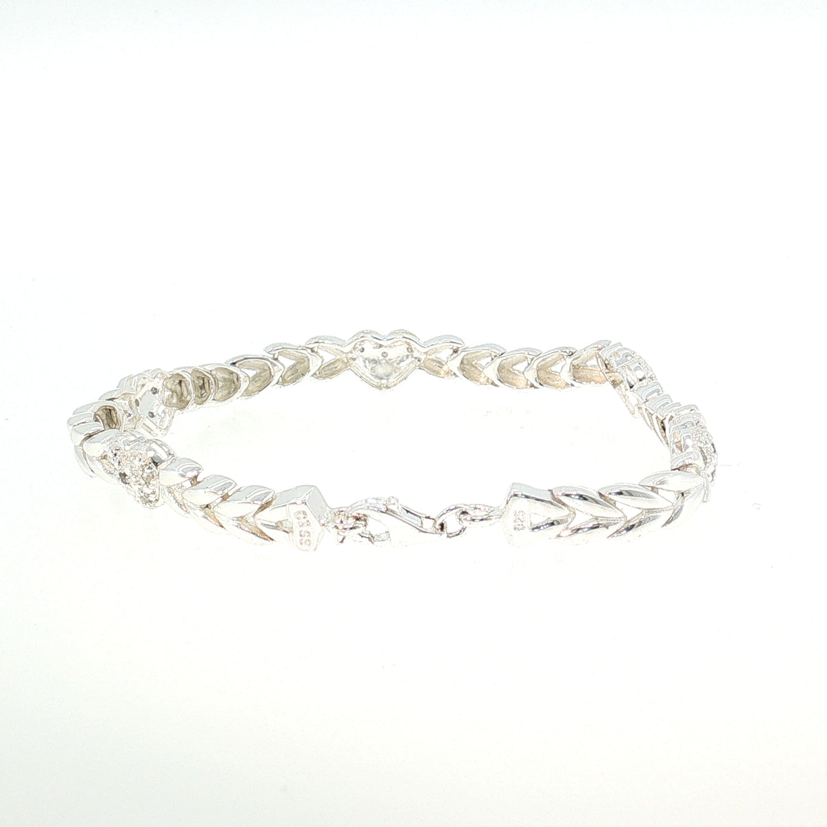 Sterling Silver 0.25ctw Diamond Cluster Station Open Link Bracelet