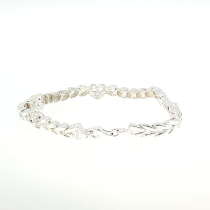 Sterling Silver 0.25ctw Diamond Cluster Station Open Link Bracelet