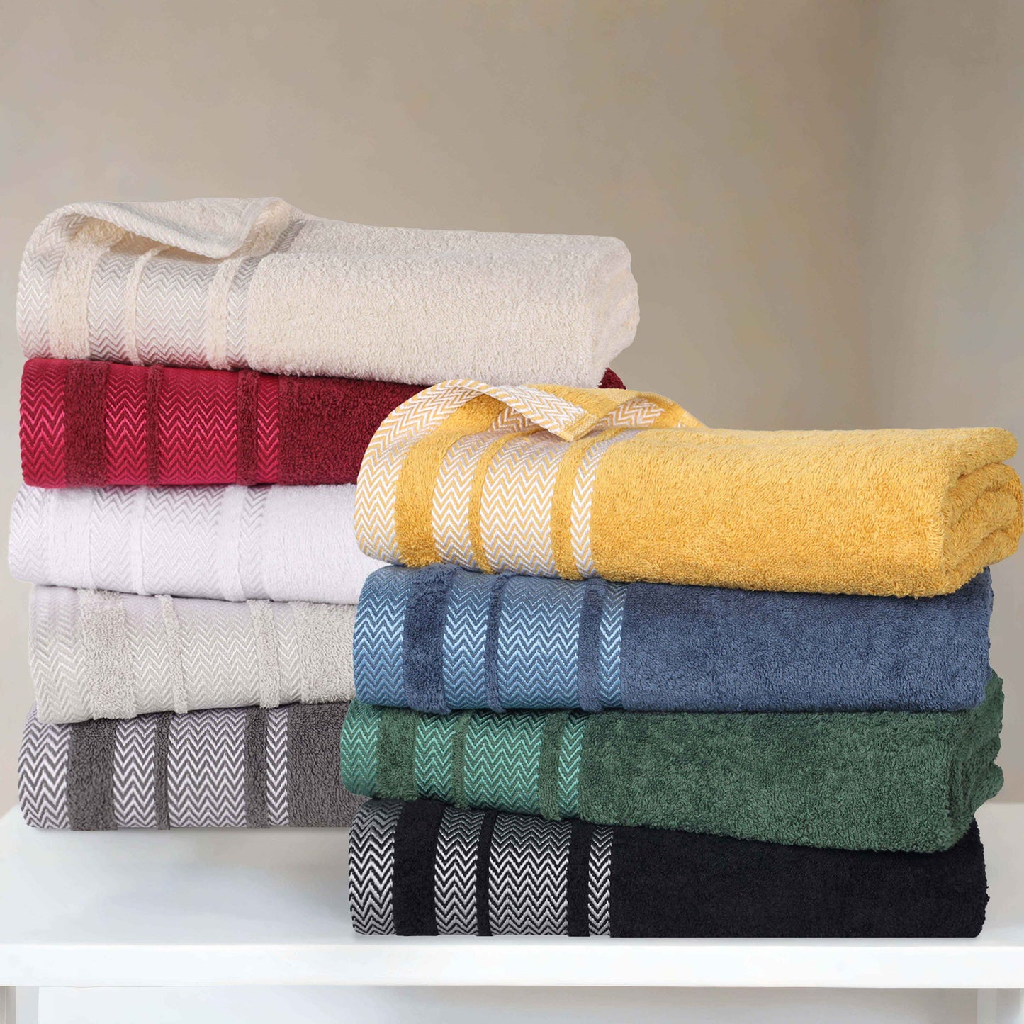 Superior "Hays" 100% Cotton Textured 6-Piece Towel Set
