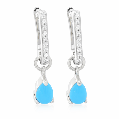 Sterling Silver Set of 3 Interchangeable Gemstone Charm Hoop Earrings
