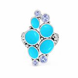 Sterling Silver Sleeping Beauty Turq & Tanzanite Scattered Freeform Ring
