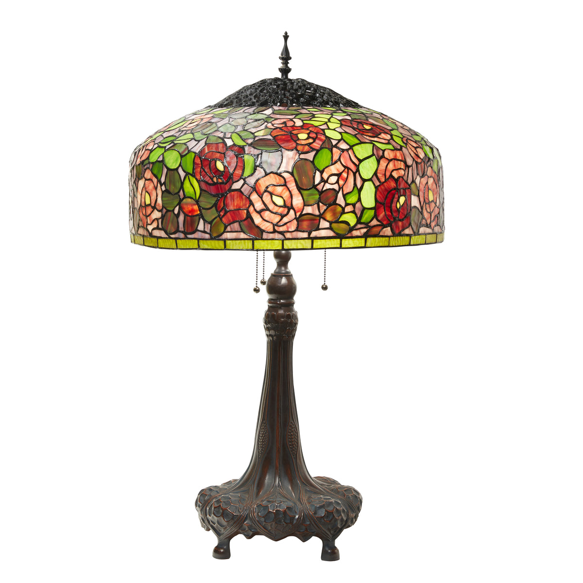 Tiffany-Style Lighting 35.5" Rose Bush Stained Glass Table Lamp