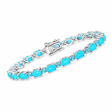 Sterling Silver Sleeping Beauty Turq & Blue Topaz Line Bracelet