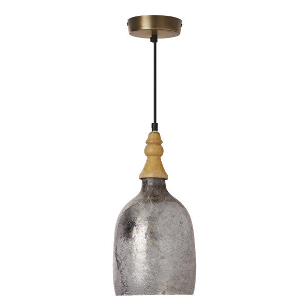 Tiffany-Style Lighting 7" Coralie Textured Silver Glass Bell-Shaped Pendant Light