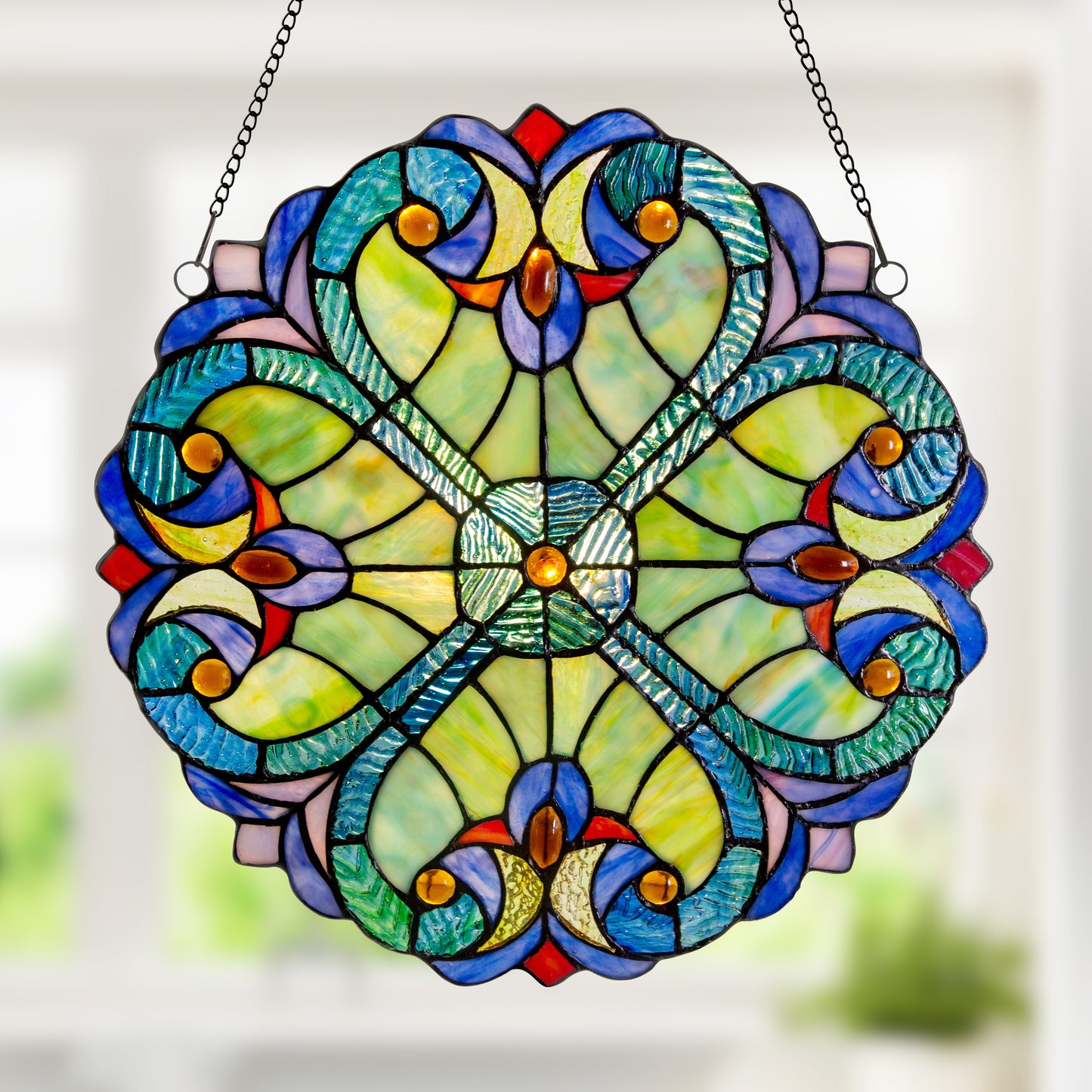 Tiffany-Style Lighting 12" Stained Glass Halston Window Panel