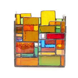 Tiffany-Style Lighting 4.75" Geometric Stained Glass Candle Holder