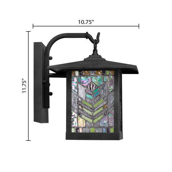 Tiffany-Style Lighting 11.75" 1-Light Prairie Craftsman Style Stained Glass Outdoor Lantern Wall Sconce