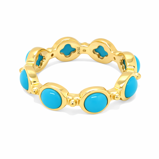 Sterling Silver 4mm Round Sleeping Beauty Turq Eternity Band Ring