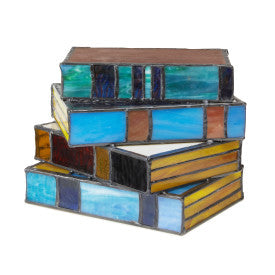 Tiffany-Style Lighting 5.75" Multi-Colored Book Stack Stained Glass Accent Lamp