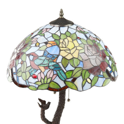Tiffany-Style Lighting 25" Phylicia Multicolored Dome Shaped Stained Glass Table Lamp with Novelty Base