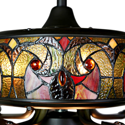 Tiffany-Style Lighting 52" LED Stained Glass Halston Ceiling Fan with Remote Control