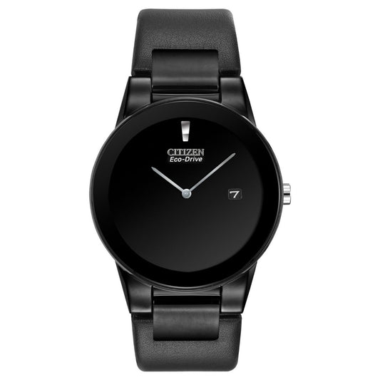 Citizen Men's 40mm Axiom Quartz Date Blackout Leather Strap Watch - AU1065-07E