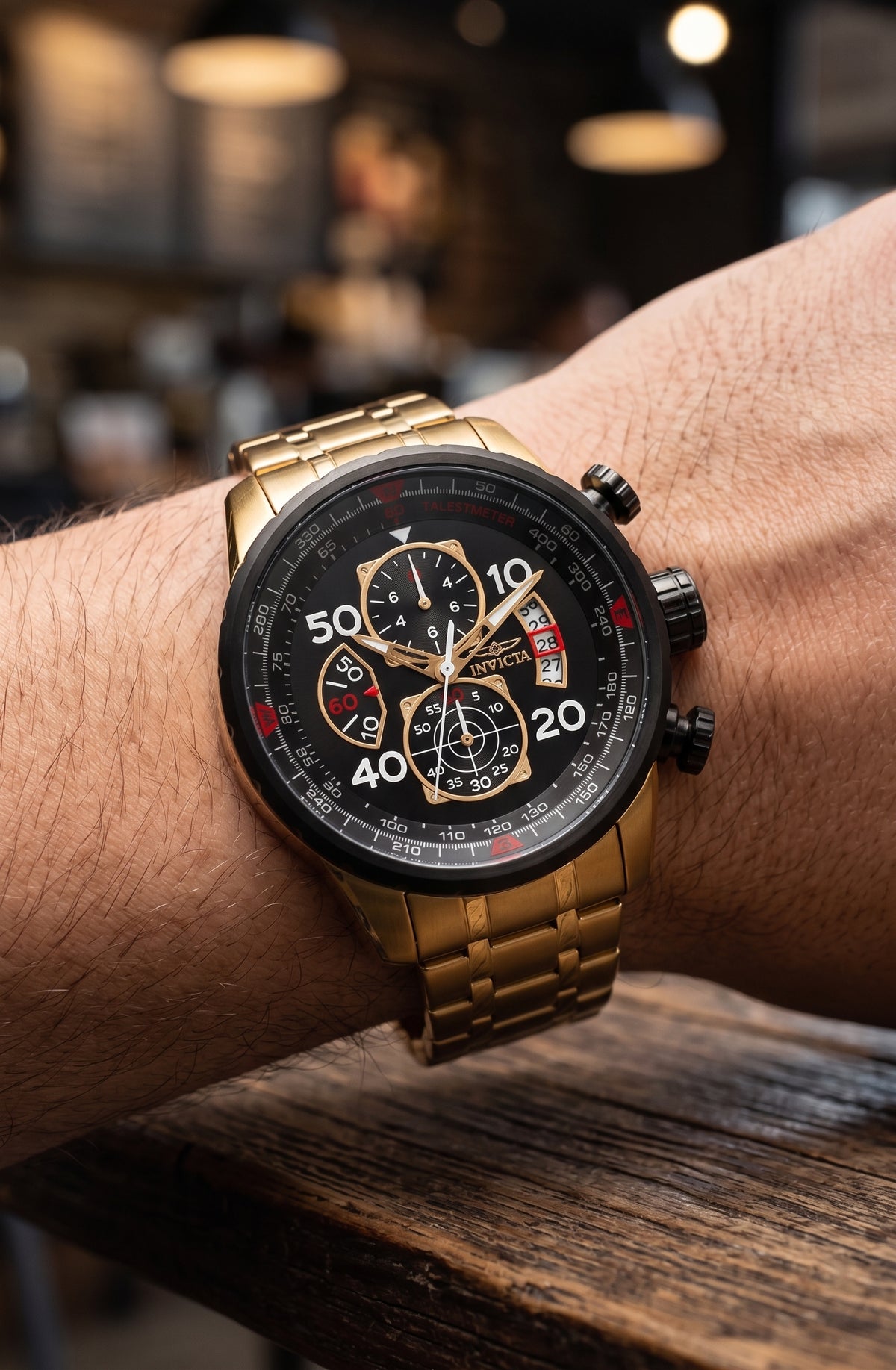 Invicta Men's 48mm Aviator Quartz Chronograph Goldtone Bracelet Watch