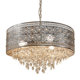 Tiffany-Style Lighting 24" Brielle Polished Nickel & Crystal 3-Light Chandelier