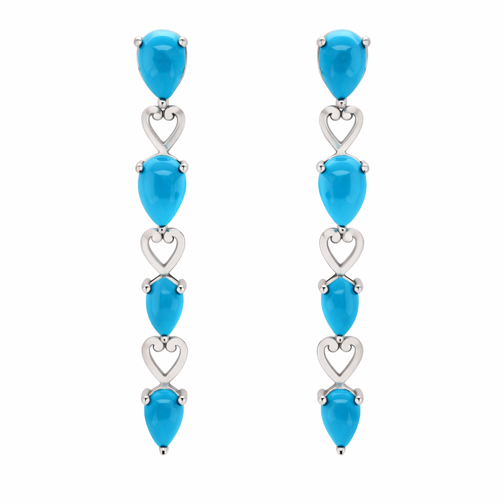 Sterling Silver Pear-Shaped Sleeping Beauty Turquoise Dangle Earrings