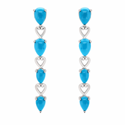 Sterling Silver Pear-Shaped Sleeping Beauty Turquoise Dangle Earrings