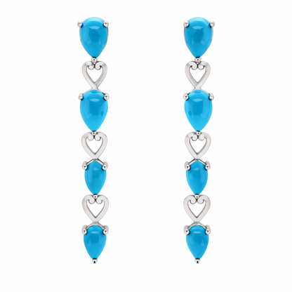 Sterling Silver Pear-Shaped Sleeping Beauty Turquoise Dangle Earrings