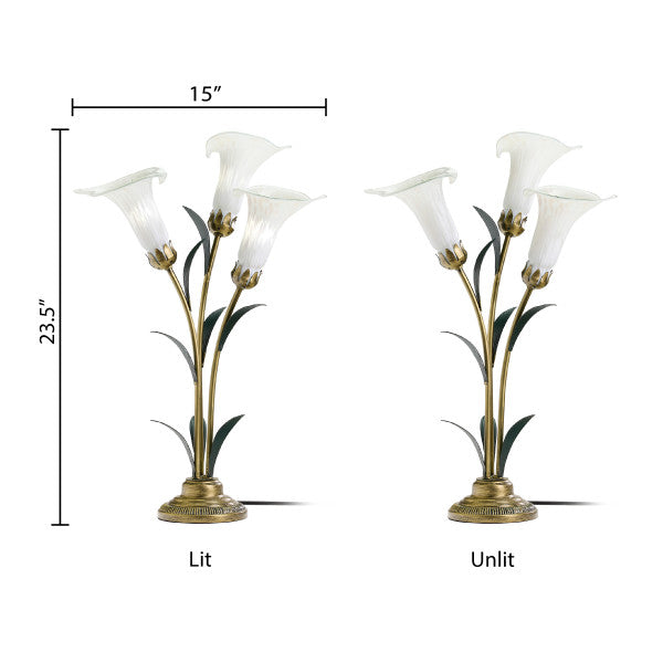 Tiffany-Style Lighting 23.5" Hand Blown Glass 3 Calla Lily Uplight Accent Lamp