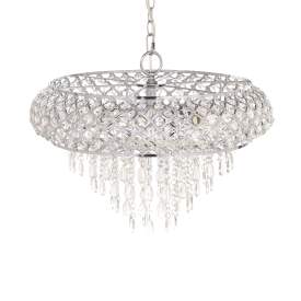 Tiffany-Style Lighting 14.25" Clear & Chrome Tiered Glass Hanging Chandelier