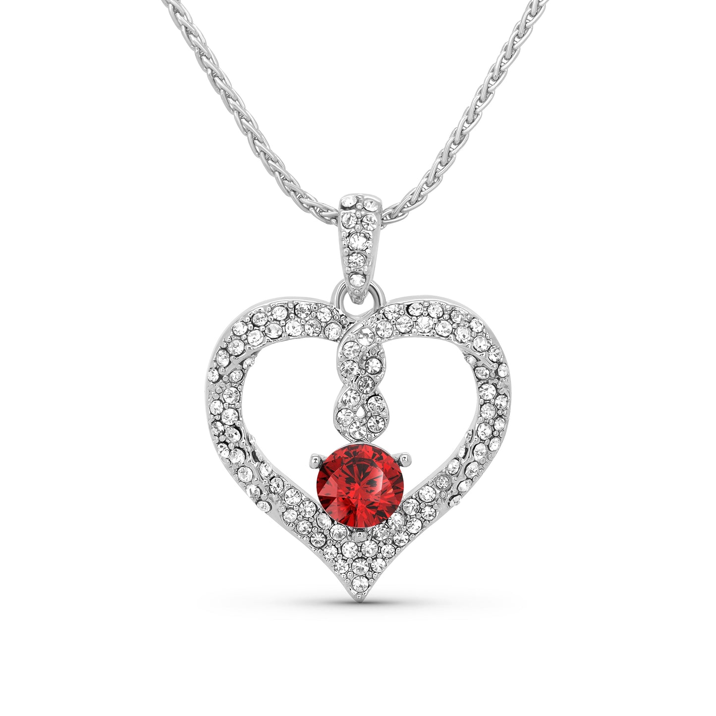 TRYNDI Rhodium Plated "Infinity" Simulated Birthstone & Swarovski Crystal Necklace