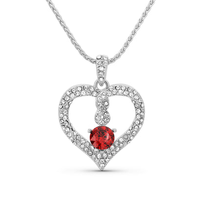 TRYNDI Rhodium Plated "Infinity" Simulated Birthstone & Swarovski Crystal Necklace